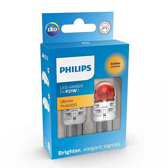 Комплект светодиодных ламп Philips 11498AU60X2 PY21W LED Ultinon Pro6000 SI 12V BAU15S AMBER Харків