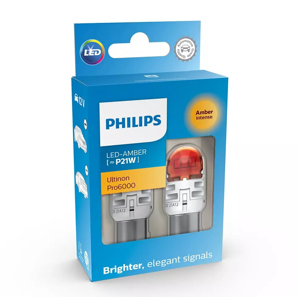 Комплект светодиодных ламп Philips 11498AU60X2 PY21W LED Ultinon Pro6000 SI 12V BAU15S AMBER Харків - фото 2