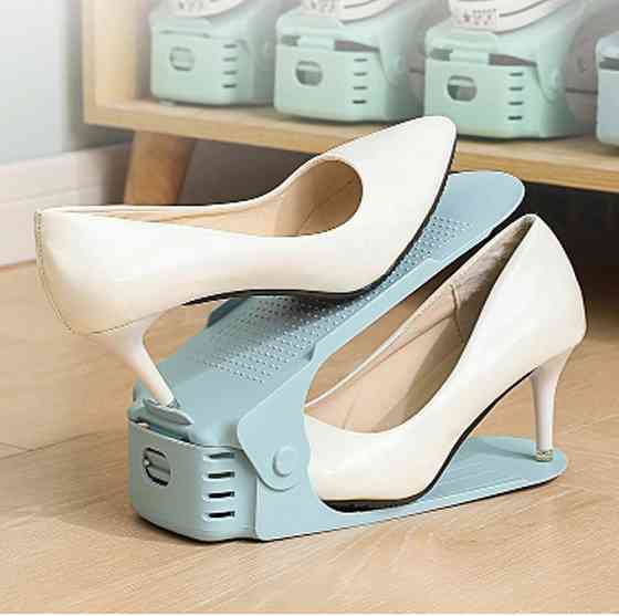 Органайзер для обуви 10 шт Белый Регулируемый двойной стеллаж 50% экономия места пластиковый Киев