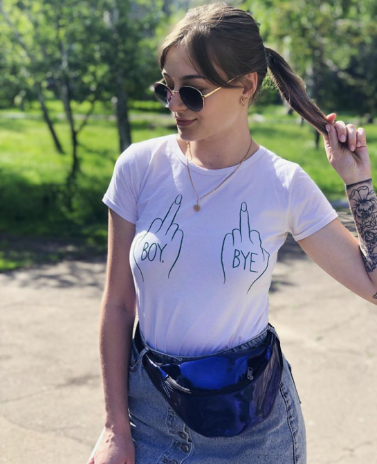 Футболка белая женская . с надписью BOY BYE  . Средний палец  S, Черный Черновцы - изображение 1