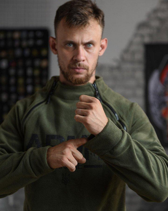 Тактична флісова кофта олива флиска тепла під горло зі змійками якісна Army oliva Одеса - фото 4