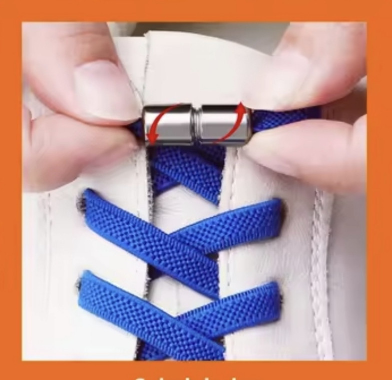 Шнурки еластичні без зав'язок з металевими застібками Синій Смела - изображение 4