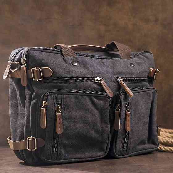 Сумка-трансофрмер текстильная большая Vintage 20078 Черная Киев