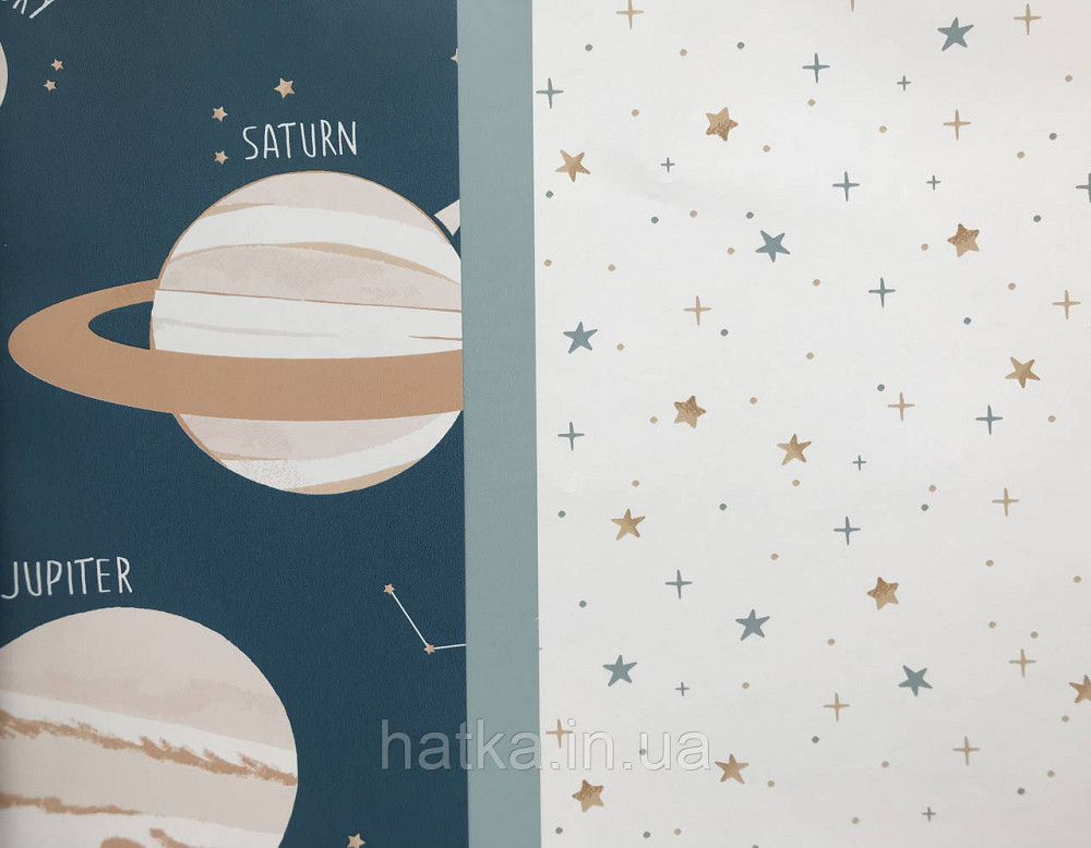 Детские флизелиновые обои Caselio Our Planet космос планеты звезды надписи на синем фоне Киев - изображение 4