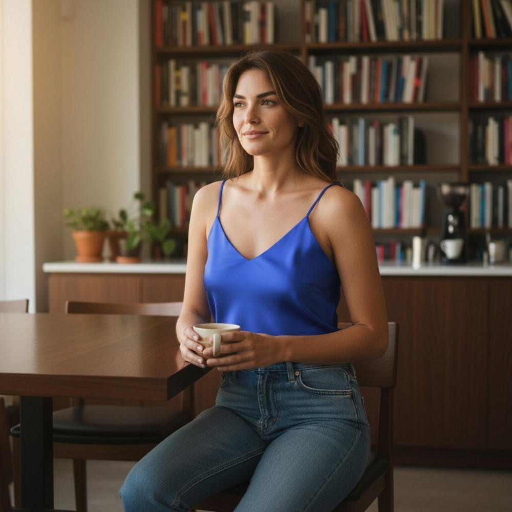 Шовкова майка на тонких бретельках Електрик XS/S Харків - фото 6