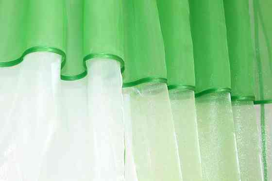 Кухонні шторки VR-Textil № 111к комбіновані салатовий з білим 400х160 см (59-561) Київ