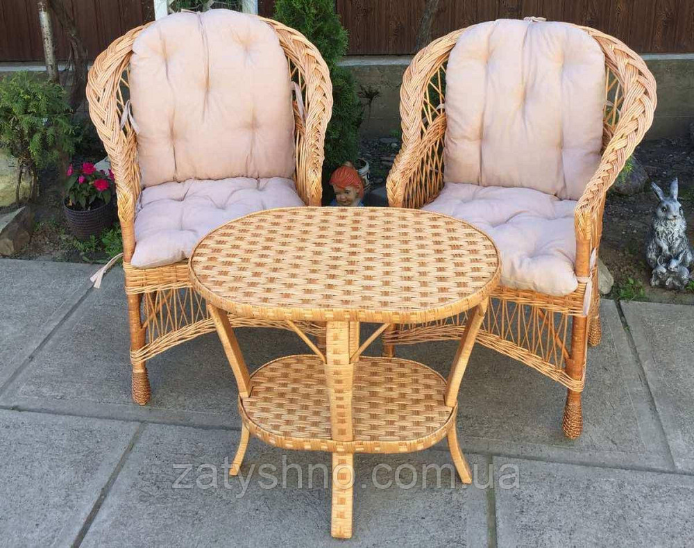 Меблі плетені з журнальним столом | меблі з лози з накидками меблі з лози плетені Київ - фото 7