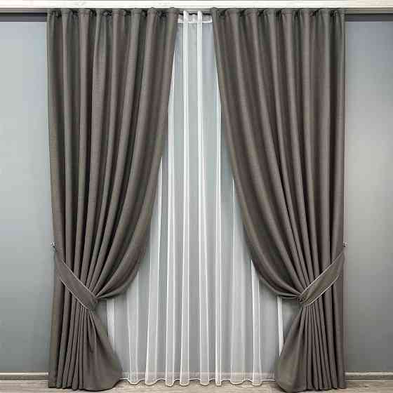Комплект готових штор VR-Textil TWEED_V № 1915ш Темно-сірий 200х290 см 2 шт (32-334) Київ