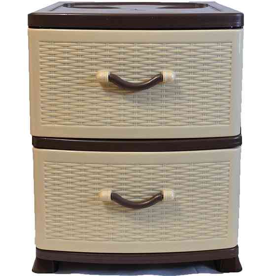 Комод пластиковий Efe Plastics 2 ящики 48х46х38 ротанг бежевий. Ефе пластик Одеса