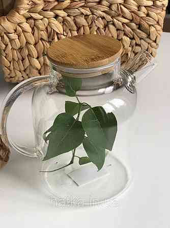 Чайник заварювальний Olens "Стокгольм 1650 мл скляний із бамбуковою кришкою для дому та ресторану Київ