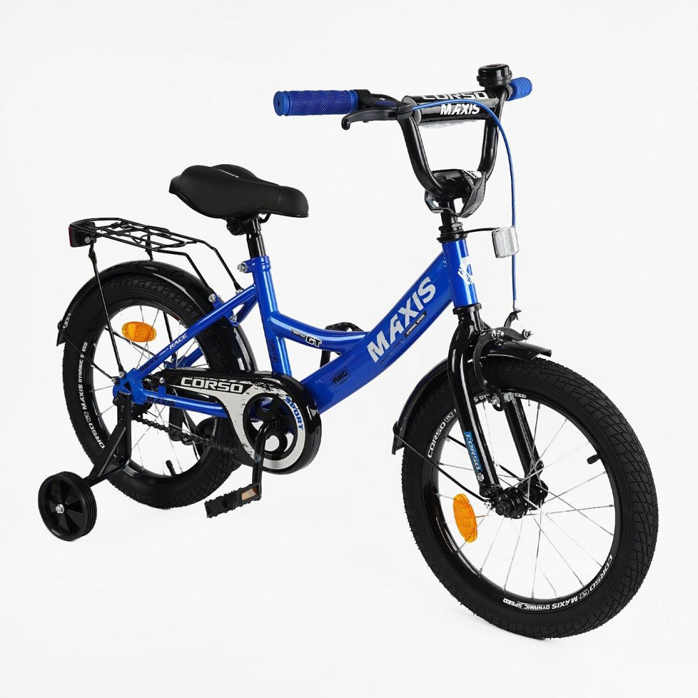 Велосипед Corso MAXIS двоколісний 18 дюймів із додатковими колесами дзвіночком багажником Синій (CL-18007) Чернигов - изображение 1