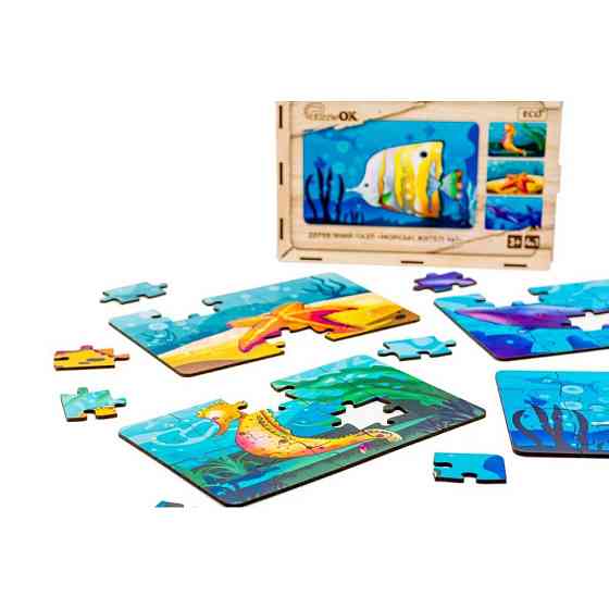 Детский деревянный пазл Морские жители 4 в 1 Puz-57896, 80 элементов Винница