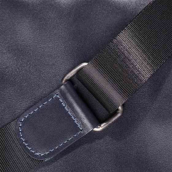 Стильна чоловіча сумка через плече із натуральної шкіри Синя (SHVIGEL) Київ