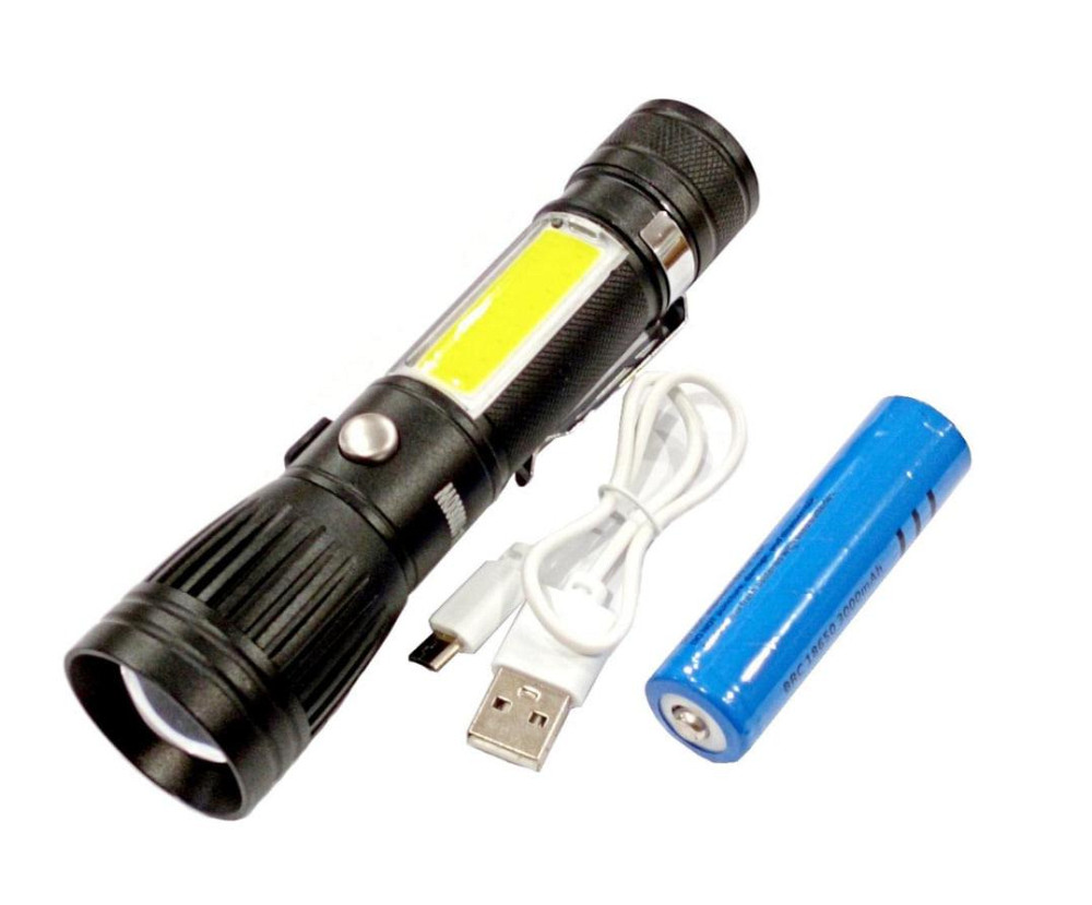 Ручний ліхтар Police RB224, Li-ion 18650, T6+COB, Zoom/ ЗУ USB Дніпро - фото 1