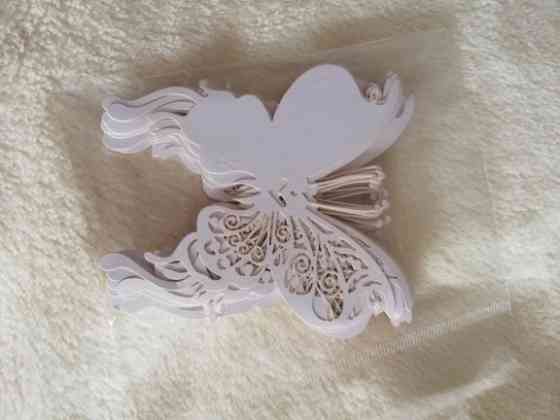 Банкетные карточки Бабочки 10 штук 8 на 7 см белый Киев