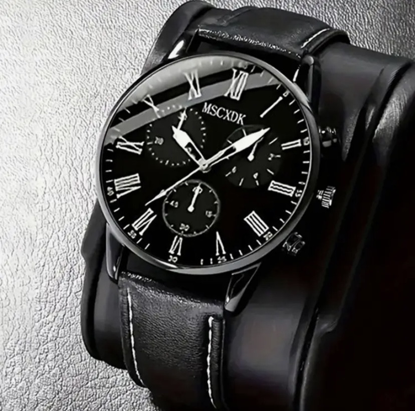 Подарочный набор для мужчин наручные часы с браслетом кулоном кольцом и кошельком черный Киев - изображение 2