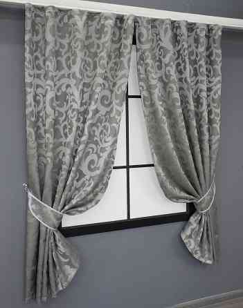 Комплект коротких штор VR-Textil Жакард Вензель № 293ш Сірий 130х170 см 2 шт (35-0017) Київ
