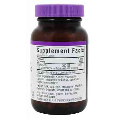 Витамин Bluebonnet Nutrition Витамин D3 1000IU, 100 желатиновых капсул (BLB-00308) Винница