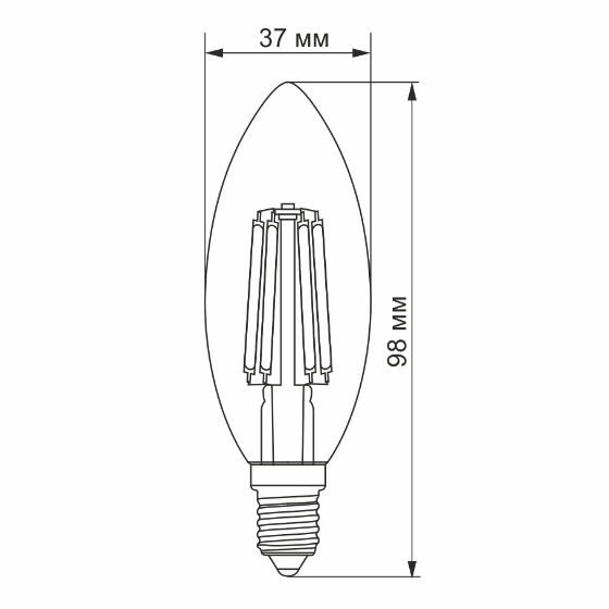 Лампа C37 6W E14 3000K 220V Filament LED Videx Житомир