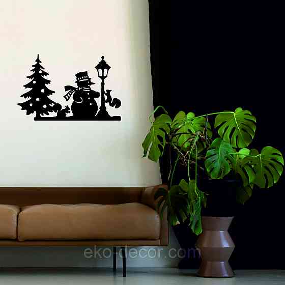 Декоративне настінне Панно «Новий рік», Декор на стену 110*70 см, Чорний Київ