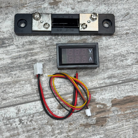 Вольтметр амперметр цифровий LED з шунтом вимір до 100В 50А панельний індикатор Київ