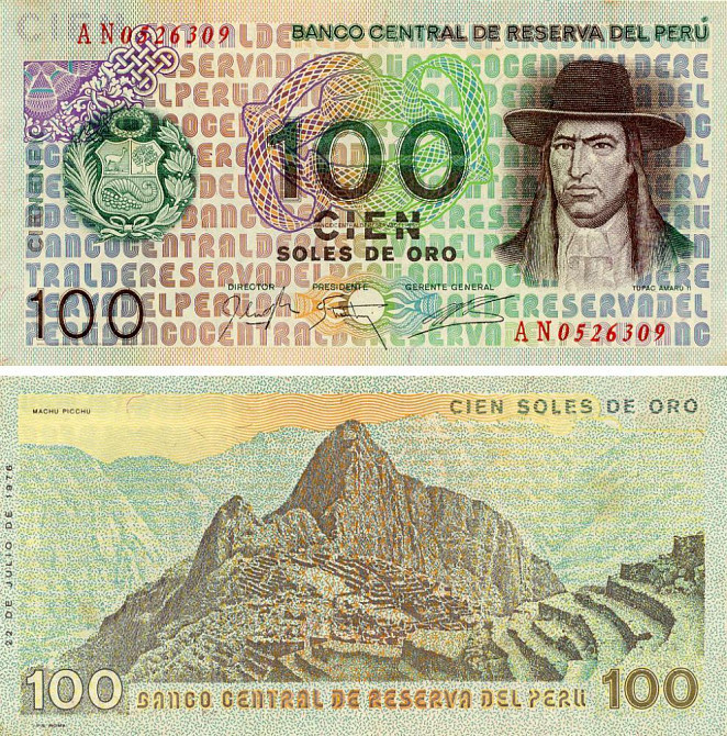 Перу 100 соль 1976р UNC P-114 Полтава - изображение 1