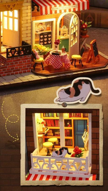 3D Румбокс DIY Coffee Slow Time House + Пылезащитный купол (ES007-B) Киев - изображение 3