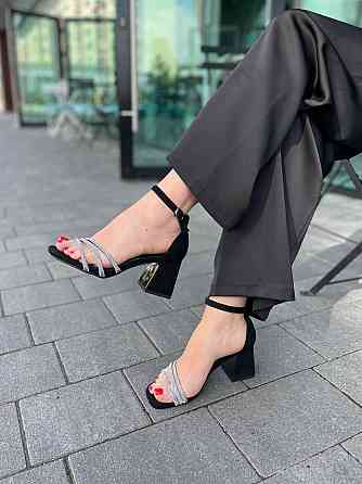 Meideli Стильні чорні босоніжки літні на підборах молодіжні зі штучної замші MEIDELI H008H-6 р. Киев