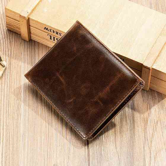 Портмоне шкіряне компактне Коричневе (Vintage) Київ