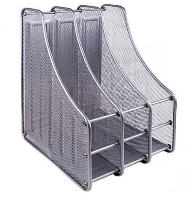 Лоток для документов вертикальный, металлический, серебро 3 секции Павлоград - изображение 1