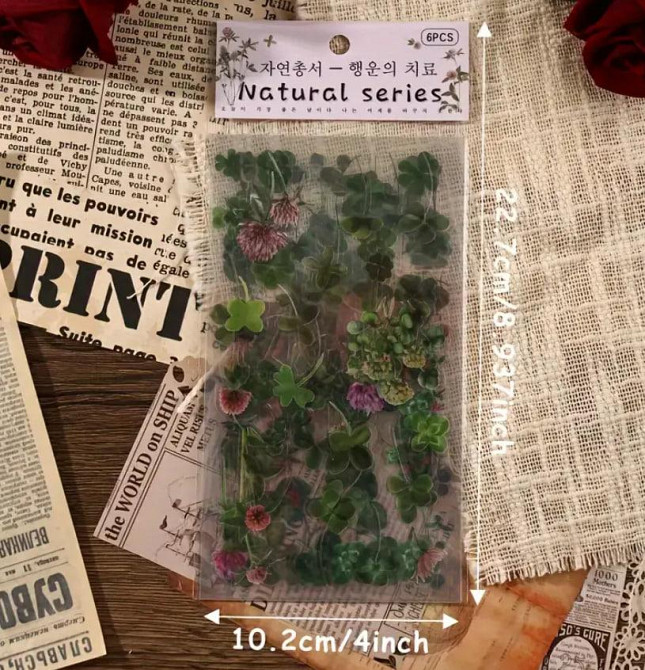 Глянцеві наклейки з конюшиною, 6 листів, самоклеючі ПВХ-стікери з блискучим покриттям для скрапбукін Київ - фото 5