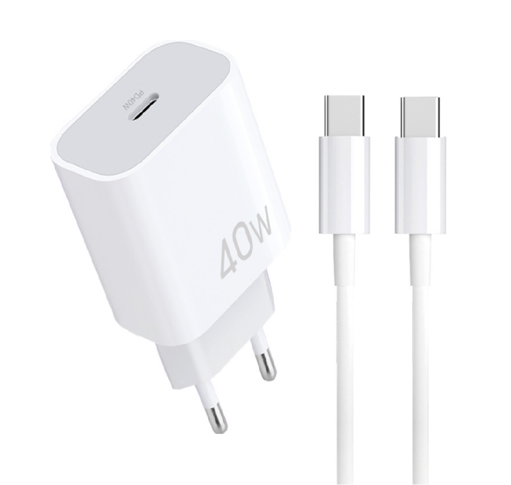 Сетевое зарядное устройство с кабелем WUW-T108 PD 40W charger with C-C cable Одесса - изображение 1