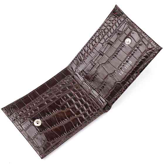 Практичный мужской зажим из фактурной кожи под рептилию KARYA 21050 Коричневый Киев