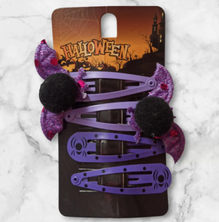 Заколки на Хелловін з принтом Кажани one size фіолетово-чорний Київ