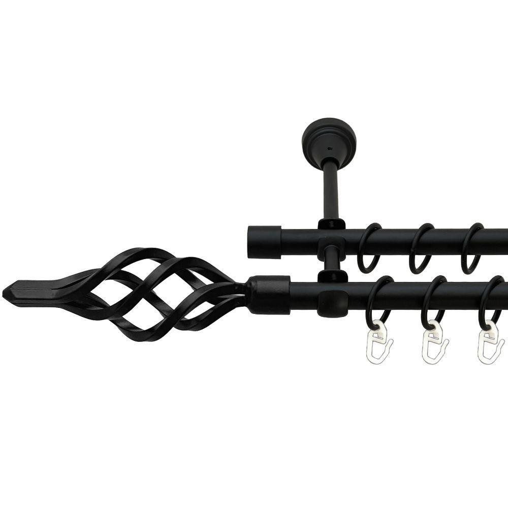 Карниз Orvit Ажур Мала металевий дворядний відкритий гладка труба кільце металеве Чорний Оксамит 16\16 мм 300 Львов - изображение 1