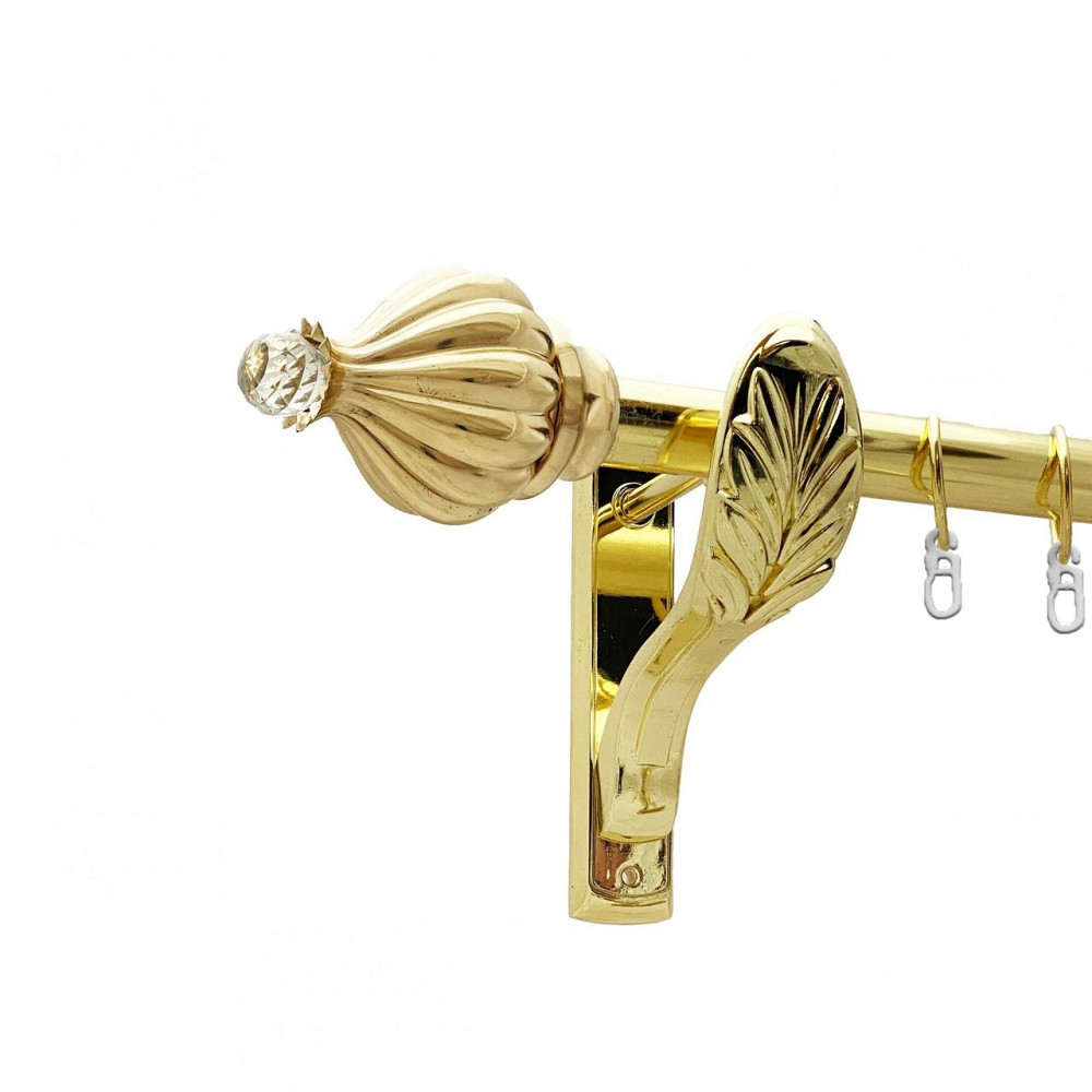 Карниз Orvit Таджа-Кристал металевий однорядний ретро гладка труба кільце металеве Золото 25 мм 200 см (00-00021716) Львів - фото 1