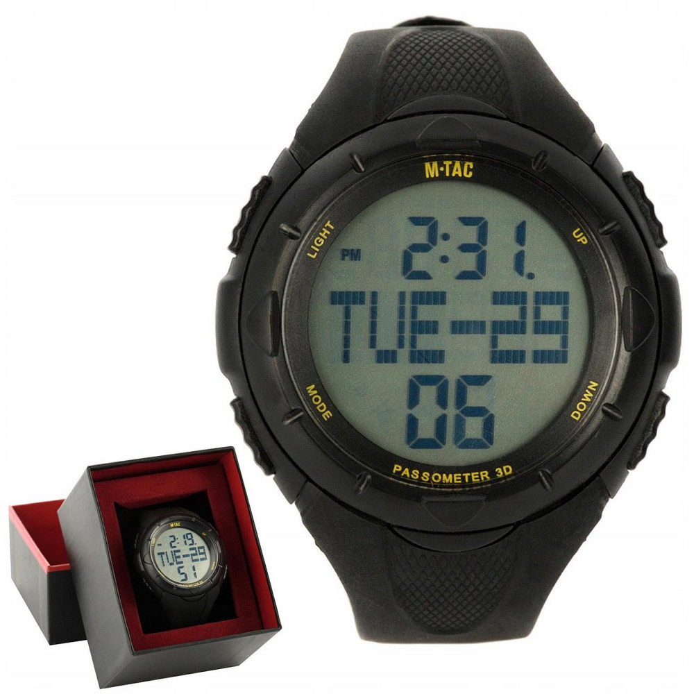 Тактические Часы водонепроницаемые с секундомером и шагомером M-Tac (50001002) Black Нововолынск - изображение 1