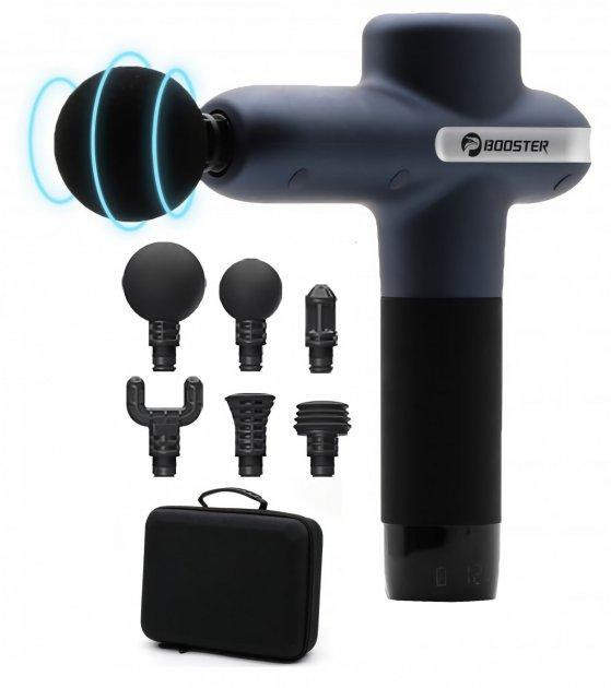 Перкуссионный массажный пистолет Lightsaber Booster U1 Мышечный массажер 2500 мАч (6 насадок) Черный Винница - изображение 2