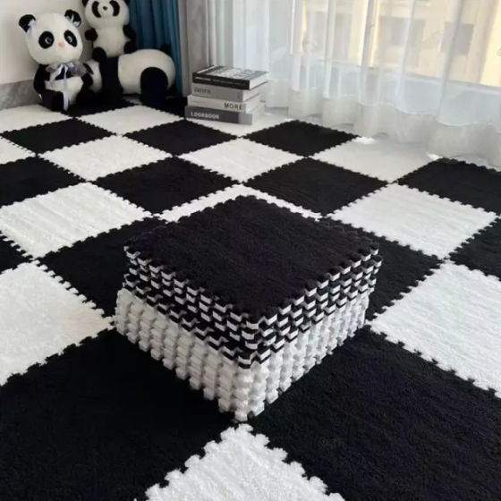 Коврик-пазл плюшевый, термоковрик, мат детский теплый 60*90см, 6 пазлов, цвет белый Каменец-Подольский