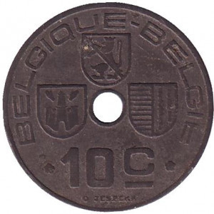 10 сантимів. 1943 рік, Бельгія. (Belgique-Belgie) Полтава - фото 1