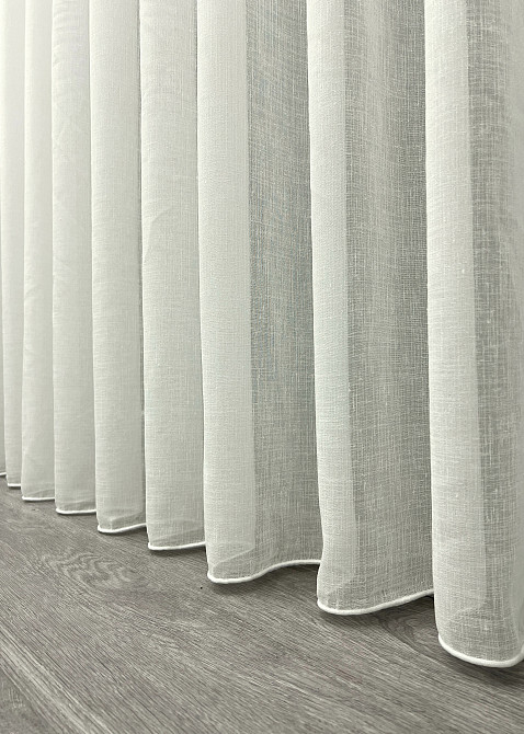 Тюль VR-Textil 2041т Лен Шлифованный однотонный с отблеском Молочный 400х270 см (42-1159) Киев - изображение 8