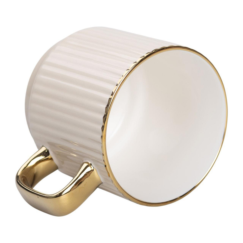 Фарфоровая чашка с золотым ободком и ручкой, бежевая Киев - изображение 4