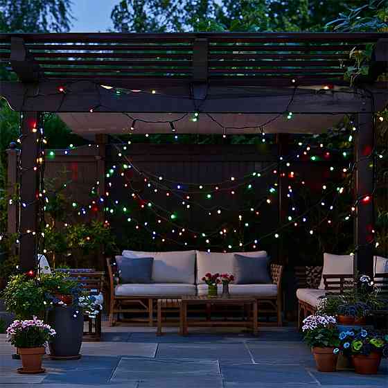 Новорічна гірлянда вулична 50 м 500 LED з сонячною батареєю чорний провід Мультиколір SB500L50MBML Київ