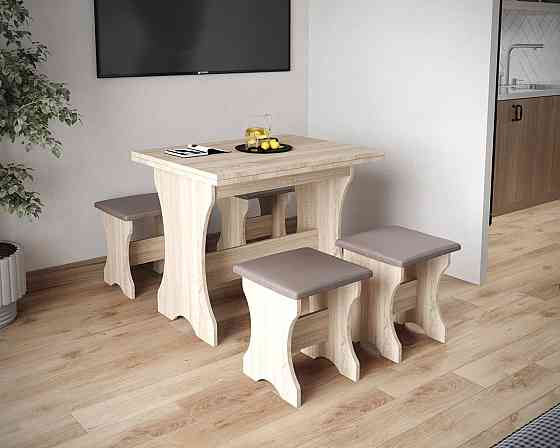 Табурет с мягким сиденьем, табуретка на кухню Ткань Бонус новая (светло коричневый) ДСП Дуб Сонома Львов