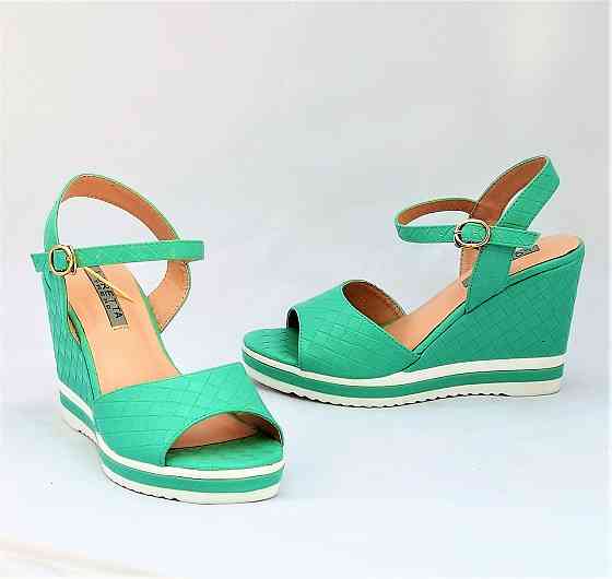 Желенські Сандалі Босоножки на Танку Платформа Бірюзові Літні Зелені (розміри: 35,38) - 12-7 Дніпро