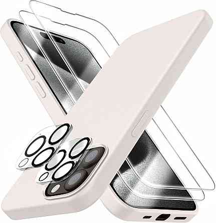 Чехол 5 в 1 для iPhone 15 Pro Max жидкий силикон 2 защитных стекла 2 накладки на камеру микрофибра тонкий Киев