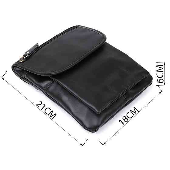 Шкіряна невелика чоловіча сумка через плече Vintage 20467 Чорний Київ