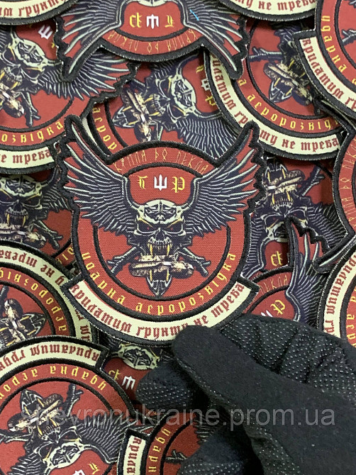 Друкований шеврон ударна аеророзвідка (Форма контурна. На липучці) Розмір 10x9.5см Київ - фото 4