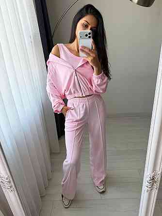 Жіночий повсякденний велюровий костюм-трійка Рожевий, 46/48 Одеса