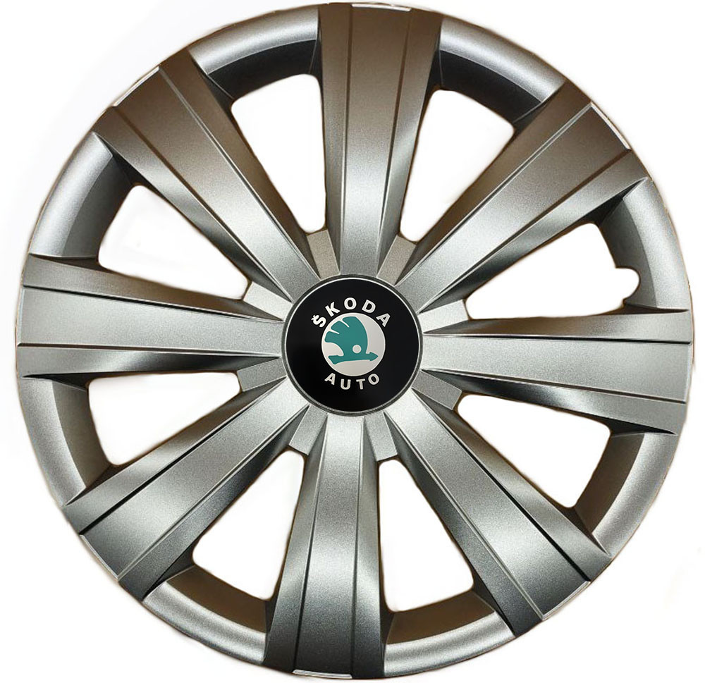Автомобильные модельные колпаки R15 Skoda (зелена) 328 4шт, SJS, серебряные Киев - изображение 1